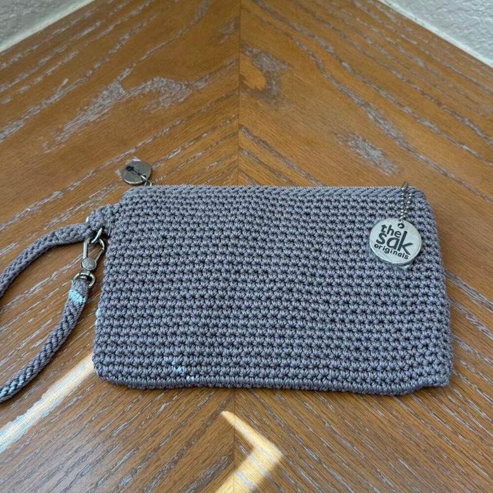 NWOT The Sak Taupe Brown Crochet Wristlet Wallet